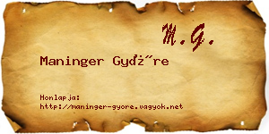 Maninger Györe névjegykártya